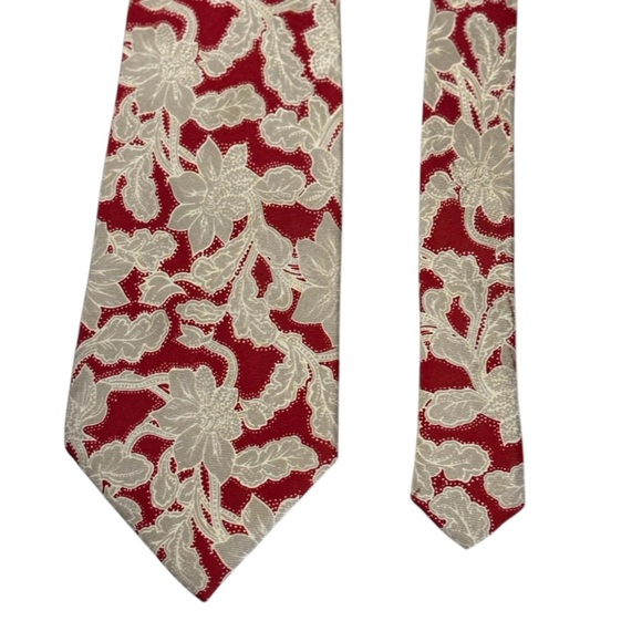 Vintage Bill Robin Son Silk Necktie Red & Beige Floral Hand Made Italian Silk - Picture 5 of 8